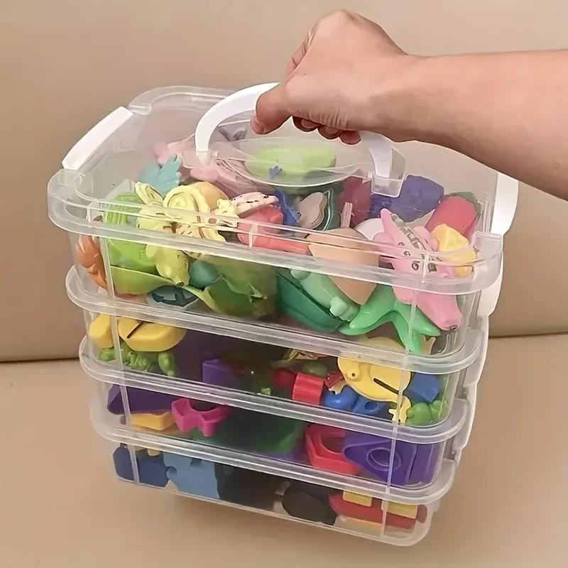4pcs Extra Large Stackable Clear Plastic Storage Boxes with Lid, Large Capacity Household Containers, Multipurpose Organizer for Sundries, Cosmetics, Stationery, Kitchen Items, Desktop Goods And Practical Home Space Saving Storage