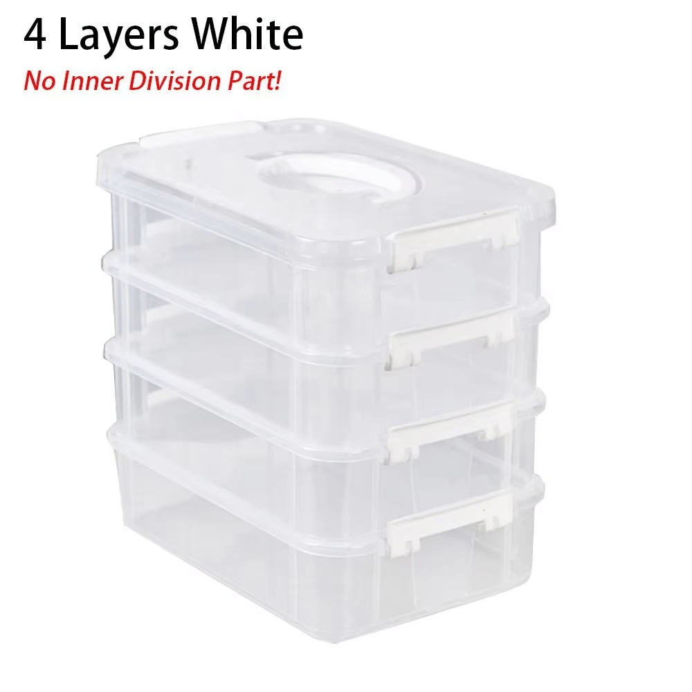 4pcs Extra Large Stackable Clear Plastic Storage Boxes with Lid, Large Capacity Household Containers, Multipurpose Organizer for Sundries, Cosmetics, Stationery, Kitchen Items, Desktop Goods And Practical Home Space Saving Storage