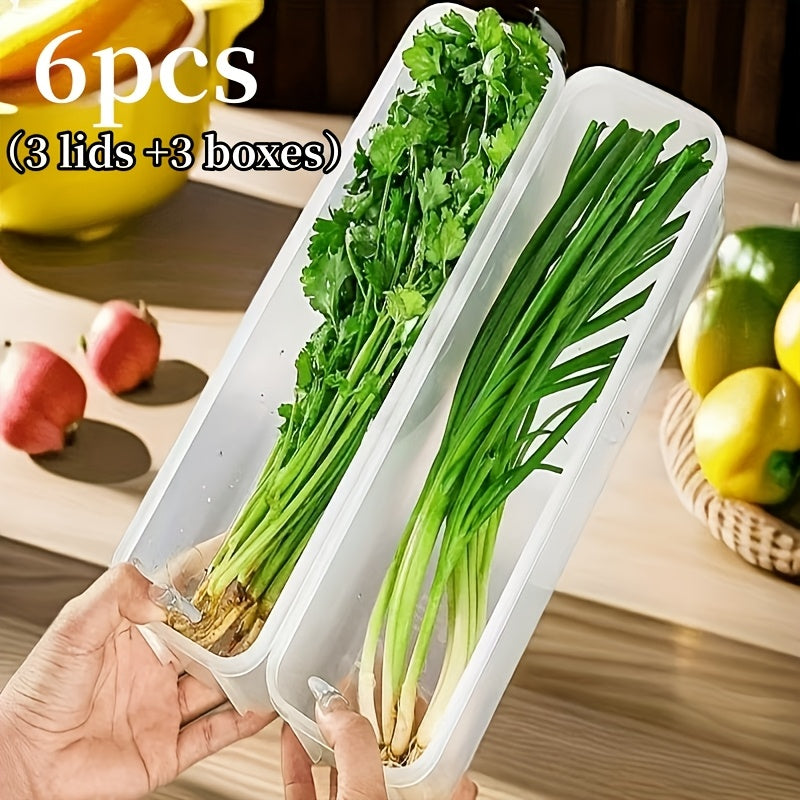 [Food Storage Containers] 6pcs Set of Transparent Food Storage Containers With Lids. Kitchen Accessorise. Made of Food-Grade PP Material. Suitable for Organizing and Storing Noodles, Cilantro, Onions, Pasta, and Most Foods in the Kitchen or Refrigerator