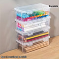 8-Pack (4 Containers + 4 Lids) - Large Clear Storage Boxes with Lids - Heavy-Duty Organizer Bins, Suitable for Office and Gift Wrapping, Stackable Containers, Lightweight and Portable, with Snap-On Lid Design, for Home and Workspace Organization