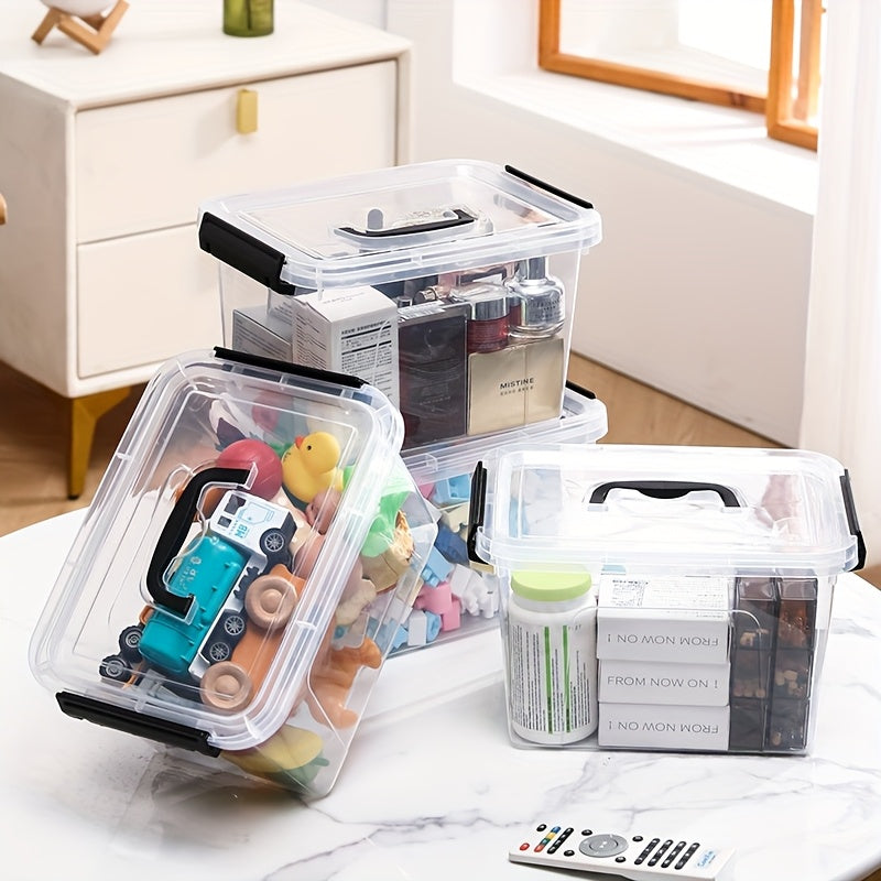 6-Liter Clear Storage Bins with Lids/Handle, 6-Pack Plastic Stackable Container with Latch